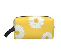 White Aster Daisy YellowLarge Capacity Cosmetic Organizer,Travel Makeup Bag for Women