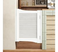 White Automatic Solid Wood Swing Barn Door for Coffee Shop Interior Entryway - Single Leaf W45×H70cm Stylish Design & Easy Installation