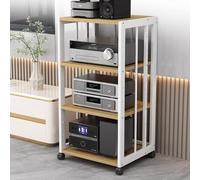 White AV Multimedia RackMobile Corner Audio Stand for DVD Player & Amplifier4Level Adjustable ShelvesElegant Walnut FinishHome Theater Centerpiece