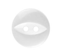 White Baby Cardigan Buttons, 11 mm Fish Eye, Pack of 10 - Two-Hole Plastic Buttons for Newborn Knits, Doll Clothes & Tiny Repairs - Giddy Square