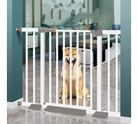 White Baby Safety Gate,Dog Gate Pet Safety Gate,Extendable Safety Gate,Dogs Safety Fence Fits Doors, Stair Gates for Baby and Dogs,Auto Close (98-105cm/39-41in)