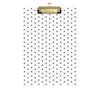 White Background Black Polka Dots A4 clipboard Holder Hard Board for Teacher Must Haves for Classroom Elementary Gold 9 x 12 in