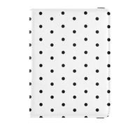 White Background Black Polka Dots Leather Passport and Vaccine Card Holder Combo Travel Documents Organizer Protector Passport Cover with RFID Blocking for Travel Essential Waterproof