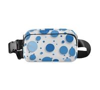 White Background with Lots Of Blue Circles on It Trendy Fanny Waist Pack for Women Men Large Capacity Sling Chest Bag with Adjustable Strap for Workout Running Hiking, White background with lots of