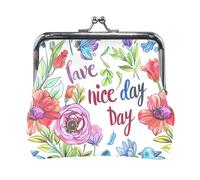 White Background with The Letters "have A Nice Day". Fashion Women Leather Coin Purse Convenient Pocket Purse Makeup Bag for Girls Women Ladies monedero para