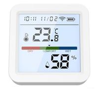 White Backlit for zigbee Thermometer Hygrometer Detector, Real Time Indoor Temperature Humidity Monitor Works With for tuya App And for alexa For Home Environment Tracking(WiFi)
