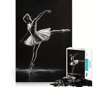White Ballerina on Black 1000 Piece Adult Puzzles Logic Puzzle Play Precision Cut Smooth Edges for Family Gatherings (38x26cm)