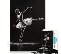 White Ballerina on Black Jigsaw for Teenagers 1000 Pieces Mental Improve Play Uniform Size Precise Pieces Family Fun Night Activity (50x75cm)