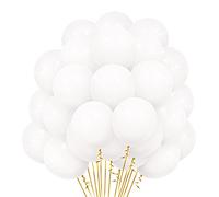 White Balloons - 30 Pcs, 12 Inch Matte Latex Balloons for Birthday Party, Wedding, Baby Shower, Princess Carnival Events Decorations