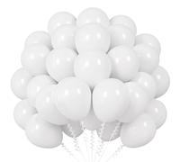 White Balloons 62pcs, 12 Inch Pearl White Balloons, Latex Balloon Helium Balloon with 2 Ribbons for Birthday Boho Wedding Baby Shower Graduation Engagement Bridal Shower Anniversary Party Decorations