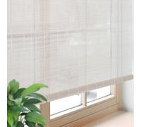 White Bamboo Blinds Window Shades Made to Measure Natural Bamboo Roller Blinds Sun Shade Privacy Decorative Curtain,Screen Partition with Lift,Easy to Install,For Indoor/Outdoor/Garden