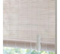 White Bamboo Roller Blind,Natural Roman Roller Shades,Light Filtering Roll Up Shutter,Wood Window Shades Blinds with Lift,Blackout Curtain for Indoor Home,Office,Kitchen,Custom (W45xH80cm/18x32in)