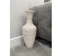 White bamboo vase 60cm tall floor vase