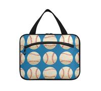 White Baseball Hanging Travel Cosmetic Bags with Hook, Designer Multifunctional Make up Bag for Traveling Women Trip Bolsa para maquillaje L