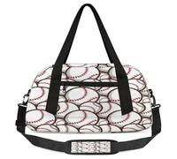 White Baseball Kids Overnight Duffle Bags for Girls Boys, Sport Ball Lightweight Sports Gym Bag for Kids，Small Overnight Weekender Carry on Travel Bags Dance Bag, White Baseball, 18.5L x 7.8W x 9.4H