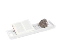 White Bath Caddy Bamboo Bathtub Tray Wooden Shelf Rack Surface for Bathing