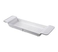 White Bath Rack Extendable Over Bathtub Rack Plastic Shelf Wine Soap Holder Caddy Tray