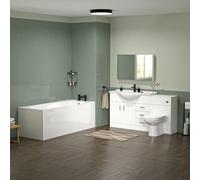 White Bath Suite 850mm Vanity, Back to Wall Toilet & 1700mm Round Bathtub