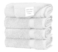 White Bath Towel, Hand Towel, Face Cloth Luxury 100% Egyptian Cotton High Absorbent 500-GSM Premium Hotel Quality Soft Bathroom Size Towels Collection Set (4x Hand Towel 50 x 80 cm, White)