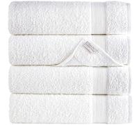 White Bath Towels 27" x 54" Quick-Dry High Absorbent 100% Turkish Cotton Towel for Bathroom, Guests, Pool, Gym, Camp, Travel, College Dorm (White, 4 Pack Bath Towel)