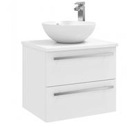 White Bathroom 2 Drawer Wall Hung Unit with CounterTop Basin 60cm Wide Clifton White One Size