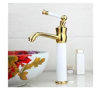 White Bathroom Hot Cold Water Mixer Gold Polish Deck Mounted Basin Washbasin Tap,Kitchen tap
