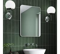 White Bathroom Mirror 500x700mm - Jett Rotatable Bathroom Mirrors, Aluminium Framed Wall Mounted Vanity Bedroom Mirror, Rectangular Wall Mirrors for Hallway, Bedroom, Living Room, and Office