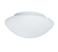 White Bathroom Modern Round Flush Light with Opal Glass Shade 350mm