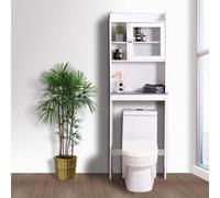 White Bathroom Over The Toilet Space Saver Cabinet - Stylish Shelf for Maximum Storage Efficiency Perfect for Small Spaces and Clutter-Free Bathrooms