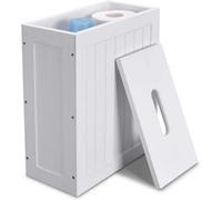 White Bathroom Slimline Shaker Unit Toilet Cleaning Product Storage Box Cabinet W Lid