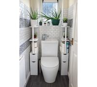 White Bathroom Storage Cabinet Tall Narrow Unit