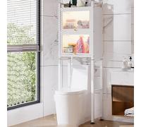 White Bathroom Storage nizer Above Toilet 3-Tier Space-Saving Shelf with Door 50cm Wide Over-The-Toilet Rack for Maximum Storage Solutions