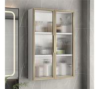 White Bathroom Wall Cabinet - Space-Saving Over-The-Toiletwith Glass Double Doors Wall-Mounted Storage Stylish Medicine Cupboard 60x14x75cm