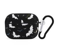 White Bats AirPod Pro Case, Anti Scratch Hard PC Cover with Keychain, AirPod Pro 2nd/1st Case Accessories for Women Men, Black-Style
