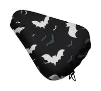 White Bats Bike Seat Cover Waterproof Oxford Fabric, Universal Adjustable Bicycle Saddle Cover with Drawstring Easy Install Protective Rain Dust Covers for Women Men