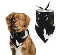 White Bats Dog Bandanas for Feeding Grooming, Triangle Pet Bibs Washable Pets Scarf for Cats & Dogs