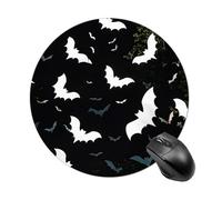 White Bats Round Mouse Pad 7.8 Inch, Portable Gaming Mouse Mat with Non-Slip Rubber Base & Smooth Surface, Waterproof Mousepad for PC, Laptop, Computer, Office, Home