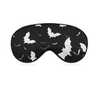White Bats Sleep Mask for Women Men, Soft Eye Mask with Adjustable Strap for Sleeping, Light Blocking Travel Blindfold for Nap Comfortable Eye Cover for Home Office
