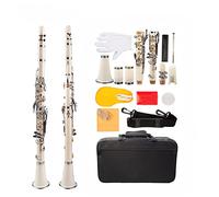 White Bb Clarinet ABS Clarinet 17-Key Cupronickel Plated Nickel Kit W/Clarinet+Reeds+Strap+Case Beginner Clarinet