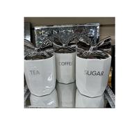(White) BB Large size marble kitchen tea coffee sugar jars canister stunning with bow lid on top White/silver/pink/BLACK