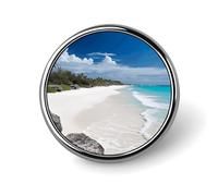 White Beach Badge Holder Personalized Metal Button Pin Fashion Round Badge with Pattern Pin DIY Button Badges Exquisite Brooch Crafts Gift Clothes Decorative Pins