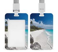 White Beach Badge Holders Retractable ID Badge Holder with Lanyard Heavy Duty Badges Reel Card Protector Detachable ID Card Holder for Nurse Teacher Staff Officer