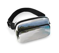 White Beach Fanny Pack Waterproof External Pocket Portable Waist Pack Outdoor Adjustable Strap Lightweight Waist Bag for Workout Traveling Casual Running Hiking Cycling