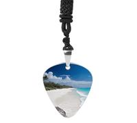 White Beach Guitar Pick Necklace Exquisite Cool Pendant Necklaces Titanium Steel Personalized Necklaces Fashion Guitar Pick Holder Necklace Unisex Unique Gifts