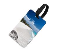 White Beach Luggage Tag Classic Personalized Repeated Luggage Tag Cute Unique Travel Essentials Identifiers for Women Men Baggage Backpack Handbag Suitcase, Black-style, One Size