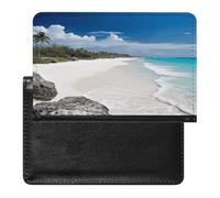 White Beach Passport Holder Passport Wallet Document Organizer Protector PU Leather Card Slot Travel Accessories