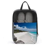 White Beach Shoe Bags Foldable Breathable Portable Shoe Puches Organizer Stylish Expandable Packing Travel Shoes Bags for Sneakers Gym Luggage Closet