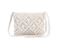 White Beach Shoulder Bag for Women Straw Messenger Bag with Strap Zipper Weave Crossbody Purse Crochet Handbags Cross Body Bag Weave Cross Shoulder Beach Bag for Beach Daily Use Holiday (White)