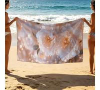 White Beach Towel 40x88Inches, Sand Free Flower Beach Towels Oversized 100 x 220 Lightweight Quick Dry for Women Men als Gym Yoga Swimming Pool Sauna Bath Towel Vacation Travel Essentials SLJT-2875