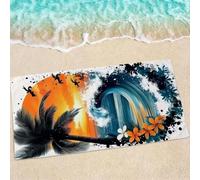 White Beach Towel, Large Beach Towels for Adults - Quick Dry Microfibre Towel - Super Absorbent Bath Towels for Swim Gym 200 x 100 cm - 1 Piece, Soft, Sand Free, Lightweight, Multi - Waves 0e-504